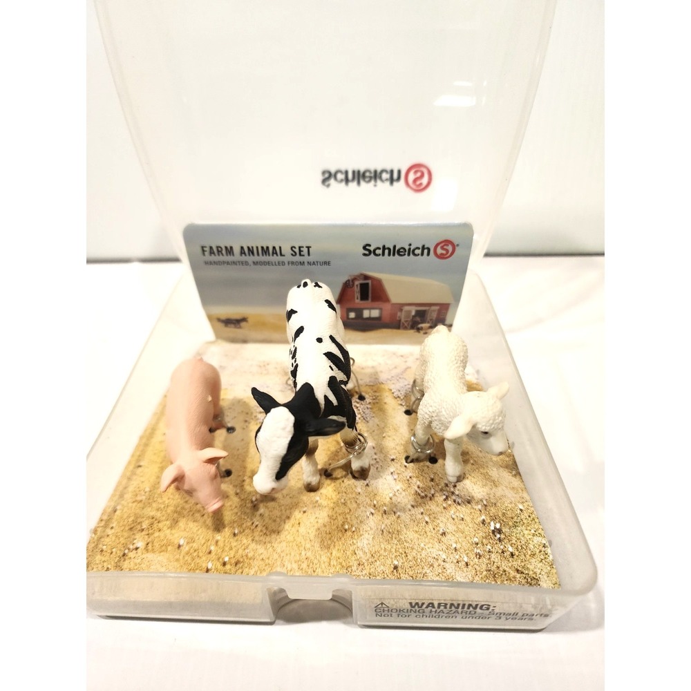 Schleich 3 pc Farm Set  Cow Pig Lamb in original case NEW